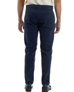 Pantaloni Uomo Tasche America Chino Cotone Slim Fit Blu Over-D OC1F2W5P03
