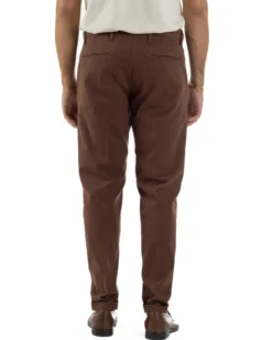 Pantaloni Uomo Tasche America Chino Cotone Slim Fit Marrone Over-D OC1F2W5P03