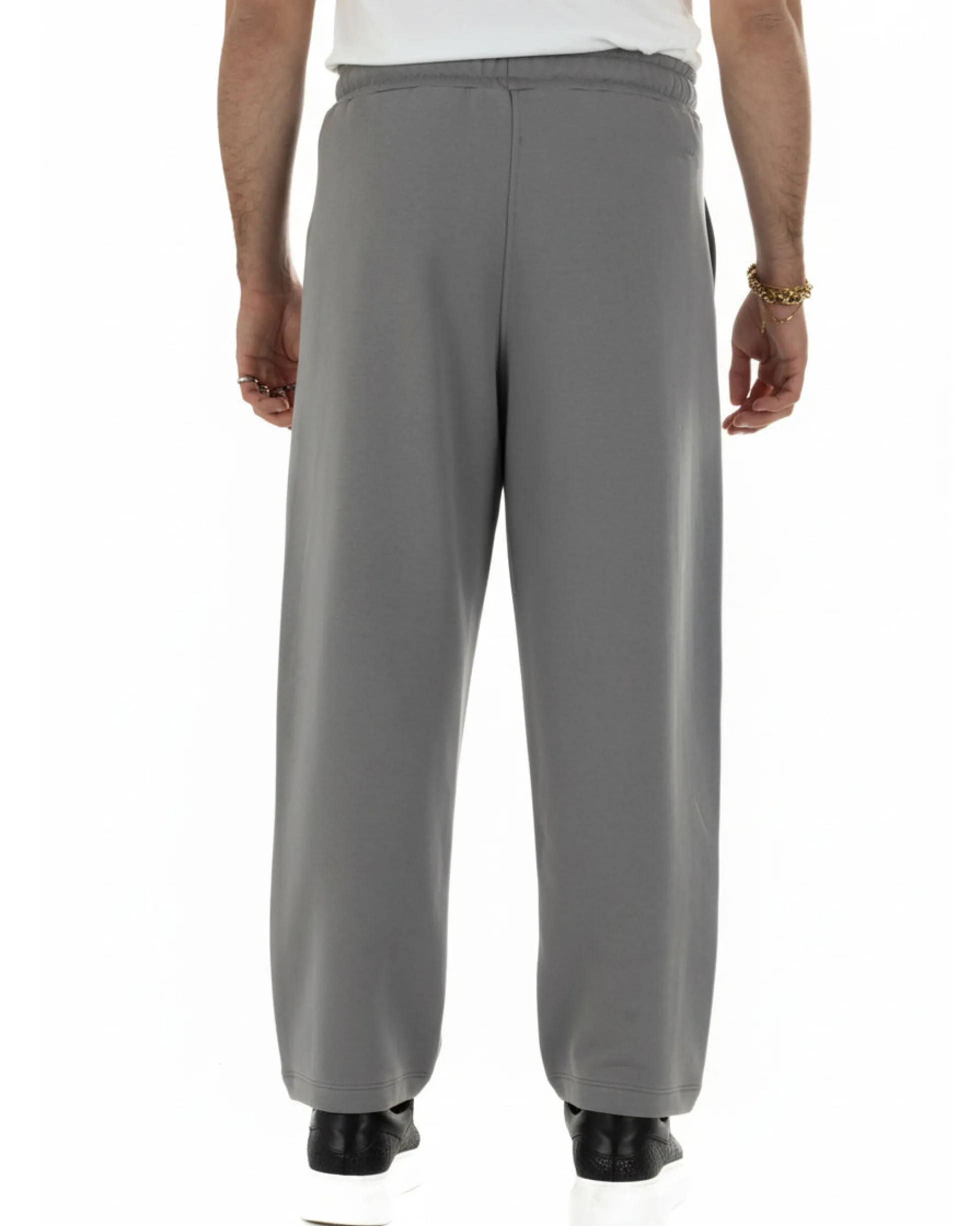 Pantaloni uomo tuta balloon fit cotone leggero pantalaccio japan baggy grigio piombo GIOSAL-P6442A