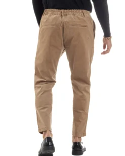 Pantaloni Uomo Velluto Tasche America Pinces Chino Beige P6415A
