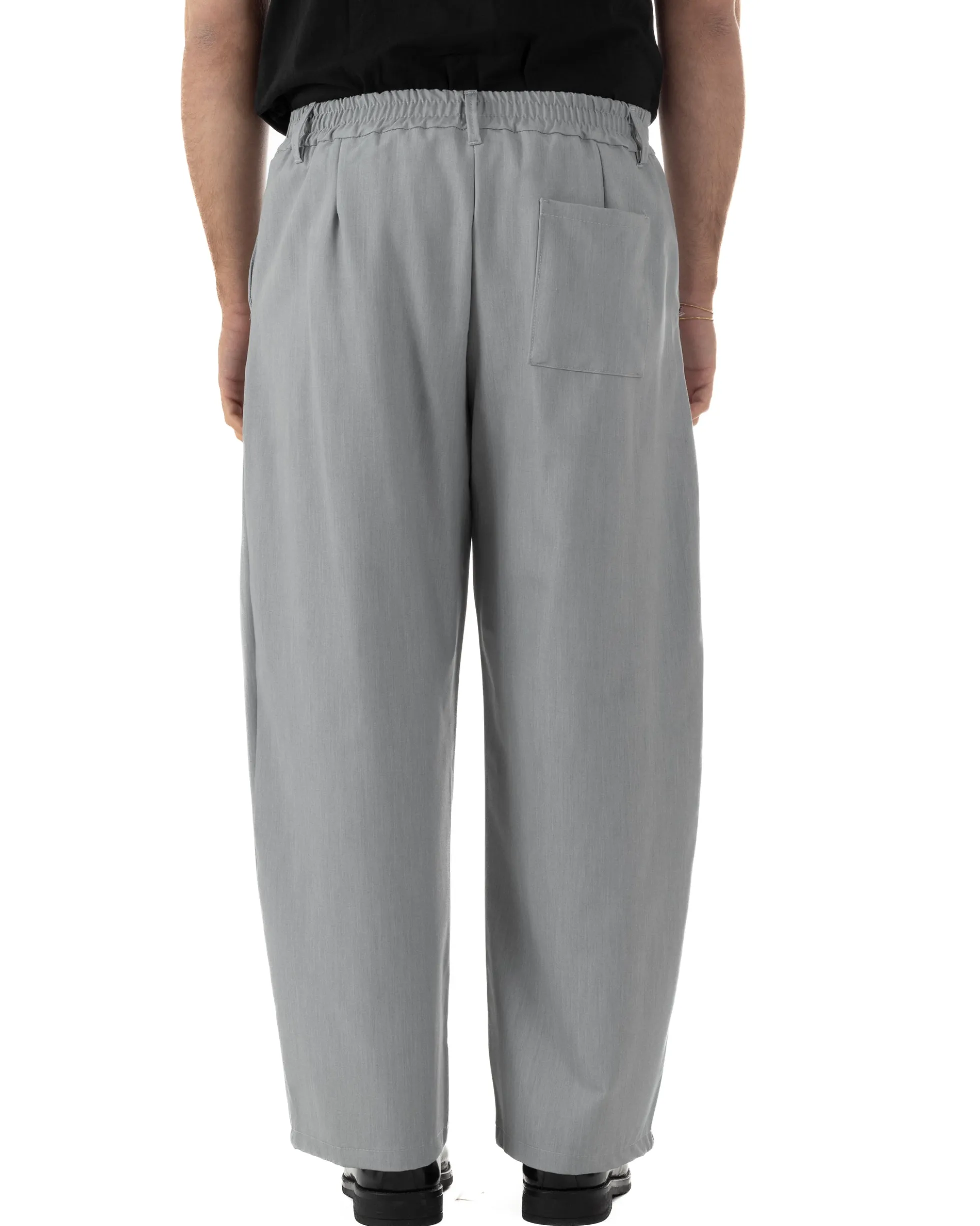 Pantaloni uomo viscosa baggy wide fit pinces estivo grigio GIOSAL-P6456A