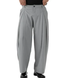 Pantaloni uomo viscosa baggy wide fit pinces estivo grigio GIOSAL-P6456A