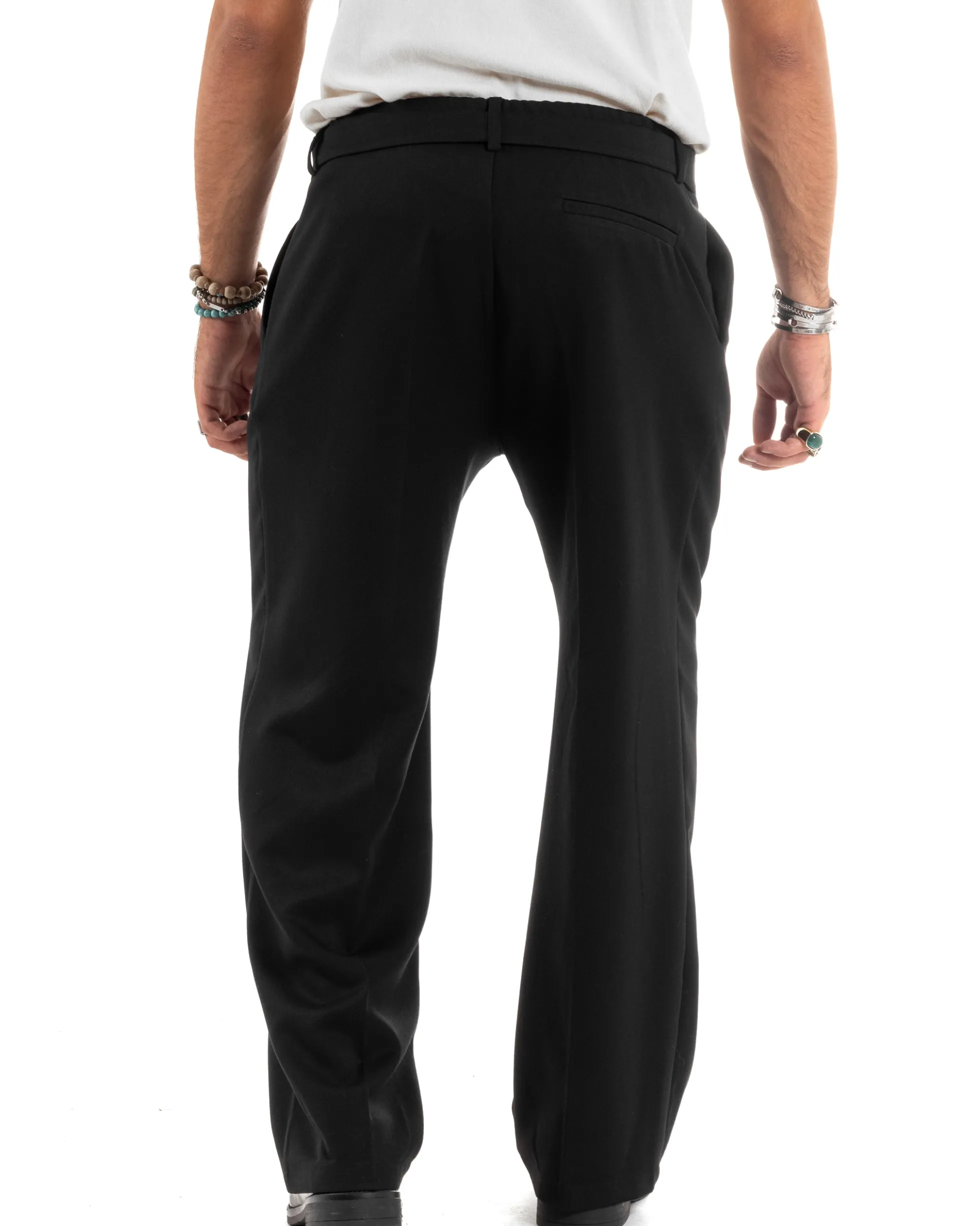 Pantaloni Uomo Viscosa Baggy Fondo Ampio Fusciacca Nero GIOSAL-P6189A