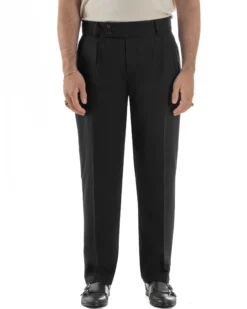 Pantaloni uomo viscosa baggy fondo ampio vita alta pinces nero GIOSAL-P6480A