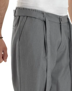 Pantaloni Uomo Viscosa Baggy Fondo Ampio Fusciacca Grigio GIOSAL-P6289A
