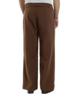Pantaloni Uomo Viscosa Baggy Fondo Ampio Fusciacca Marrone GIOSAL-P6288A