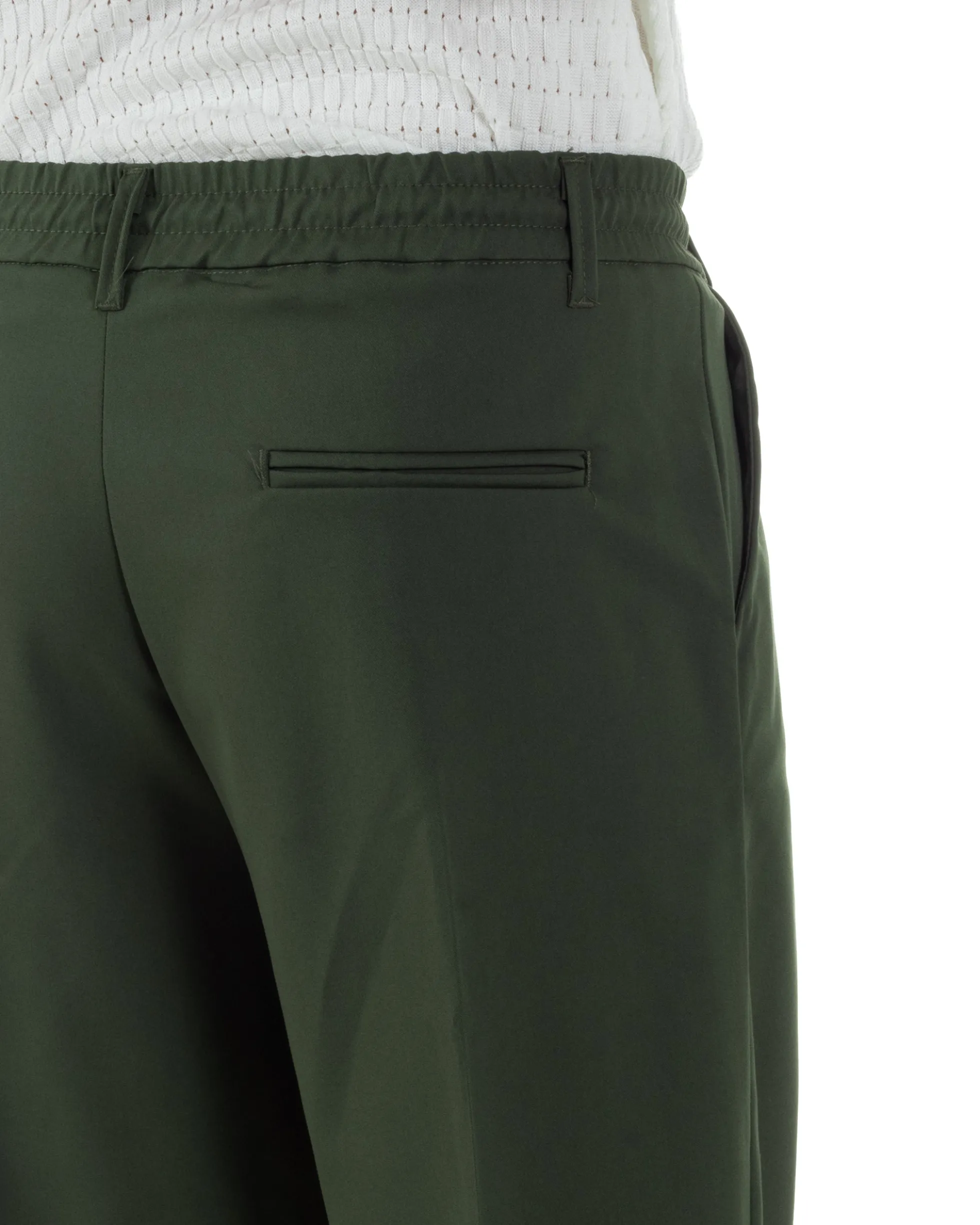 Pantaloni uomo viscosa baggy fondo ampio elastico sul retro abbottonatura allungata verde GIOSAL-P6256A