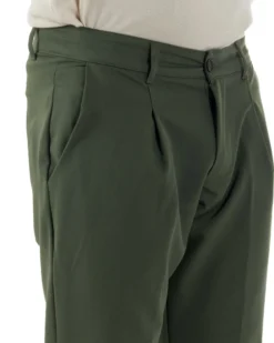 Pantaloni Uomo Viscosa Capri Classico Tasche America Pinces Verde P6229A