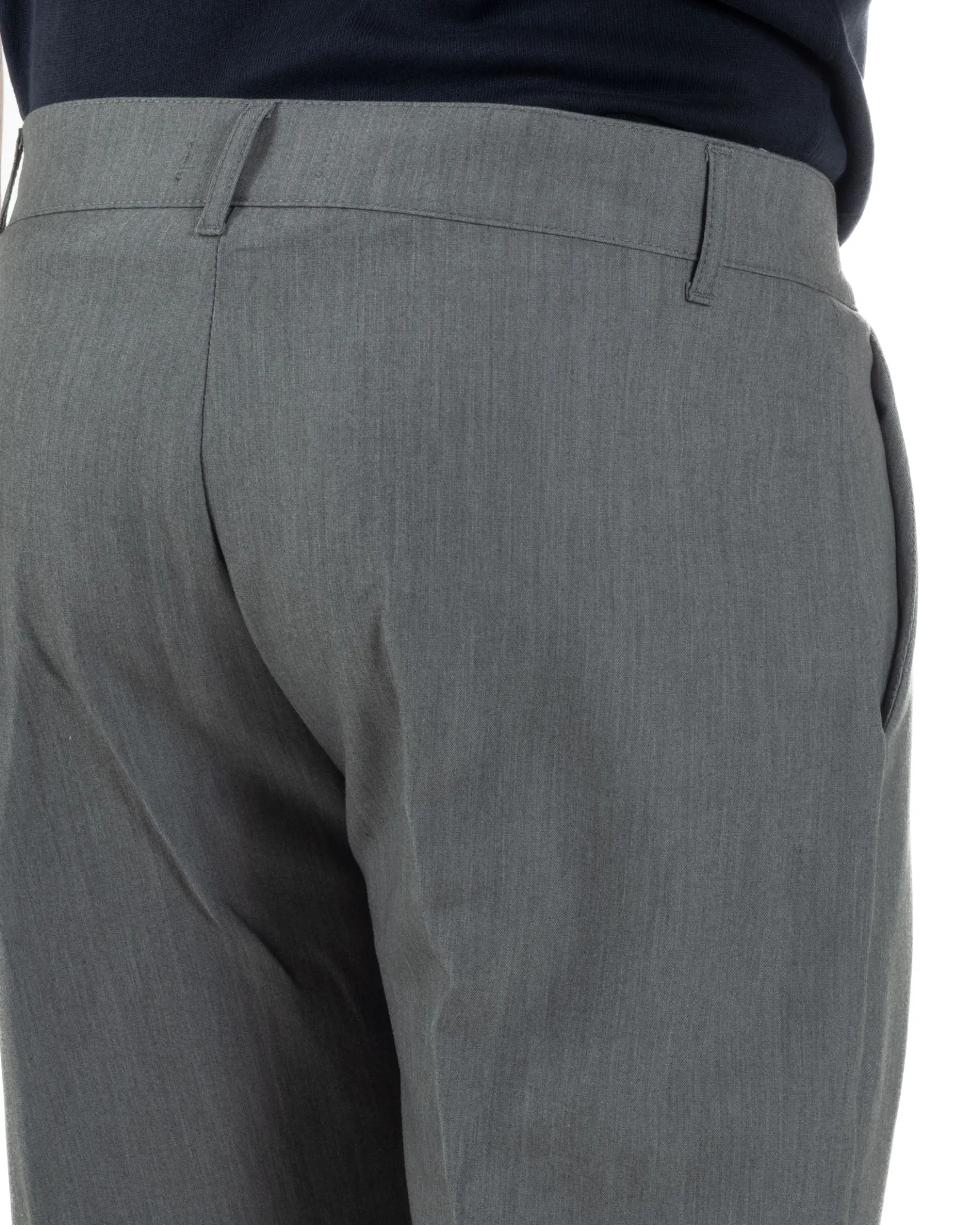 Pantaloni Uomo Viscosa Capri Classico Tasche America Pinces Grigio P6224A