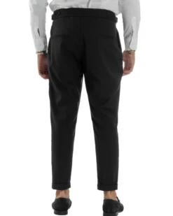 Pantaloni Uomo Viscosa Fibbia Abbottonatura Allungata Gurkha Pants Nero BlackSunday P6379A
