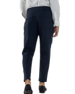 Pantaloni Uomo Viscosa Fibbia Abbottonatura Allungata Gurkha Pants Blu BlackSunday P6381A