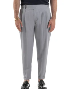 Pantaloni uomo viscosa fibbia abbottonatura allungata gurkha pants grigio BlackSunday P6497A