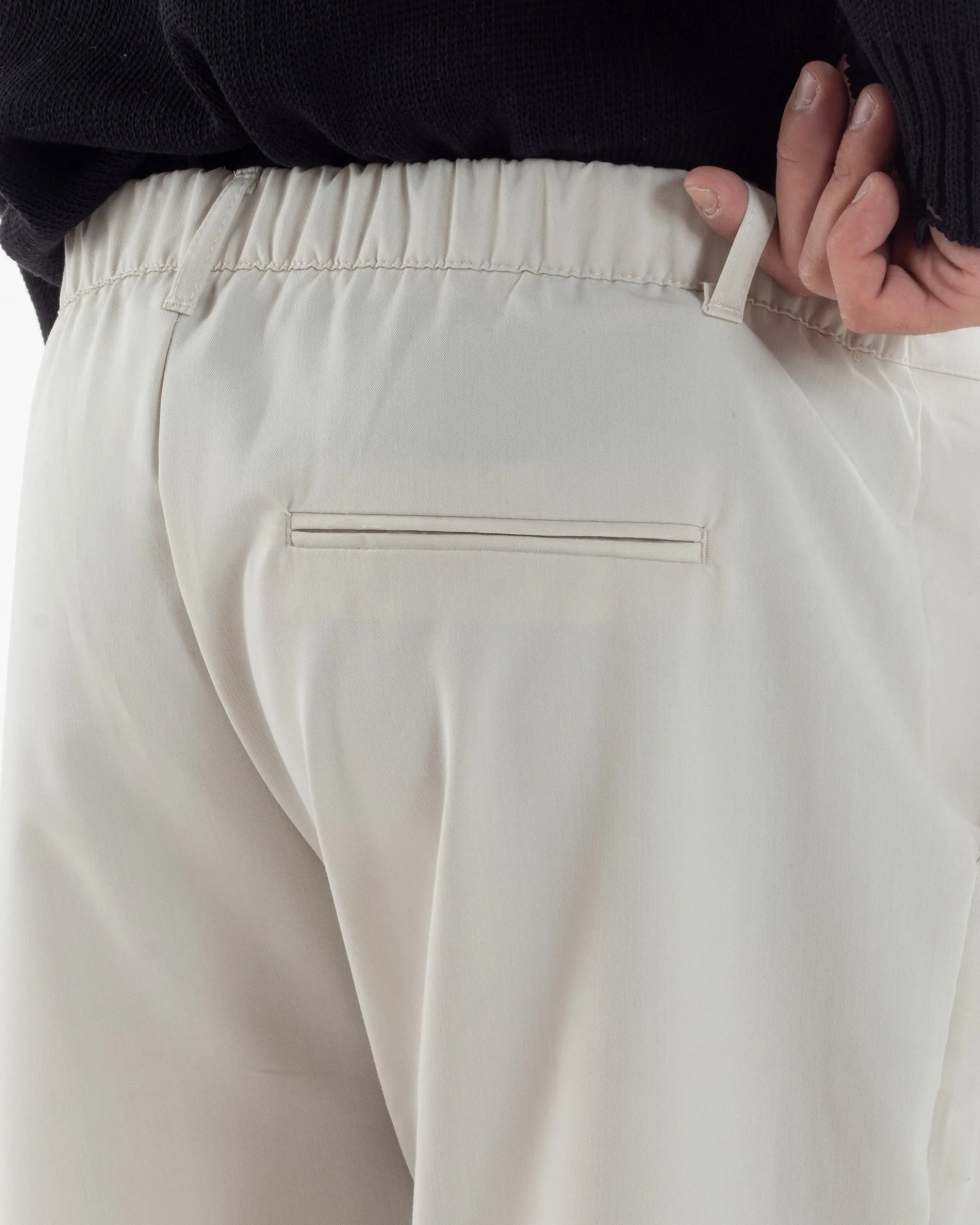 Pantaloni Uomo Viscosa Fondo Largo Baggy Con Pinces Comodo Elastico Sul Retro Relaxed Fit Casual Elegante Panna GIOSAL-P6239A