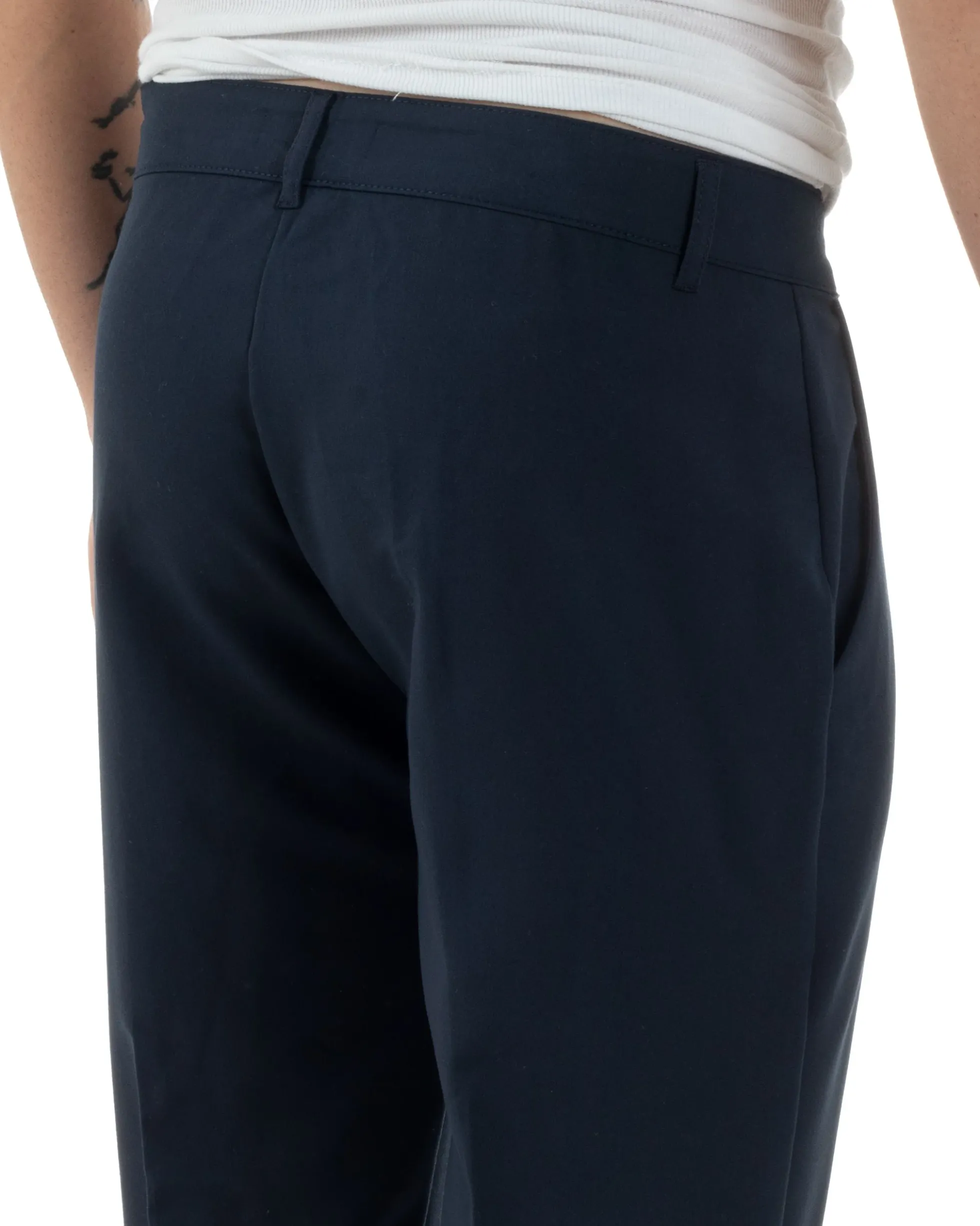 Pantaloni uomo viscosa leggera abbottonatura allungata tasche america classico blu GIOSAL-P6255A