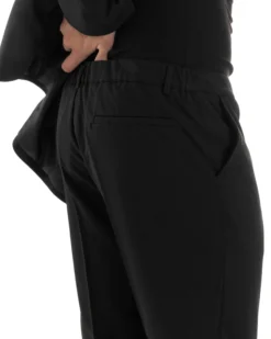 Pantaloni Uomo Viscosa Palazzo Gamba Larga Spacchi Al Fondo Ampio Jogger Comodo Casual Tinta Unita Nero GIOSAL-P6297A