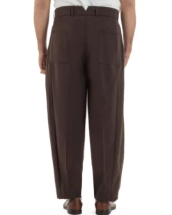 Pantaloni uomo viscosa pinces barrel fit strutturato marrone GIOSAL-P6476A