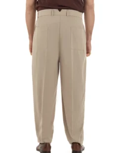 Pantaloni uomo viscosa pinces barrel fit strutturato beige GIOSAL-P6478A