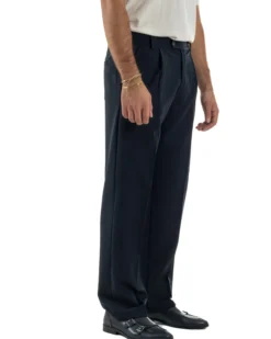 Pantaloni Viscosa Uomo Baggy Fondo Ampio Blu P5916A