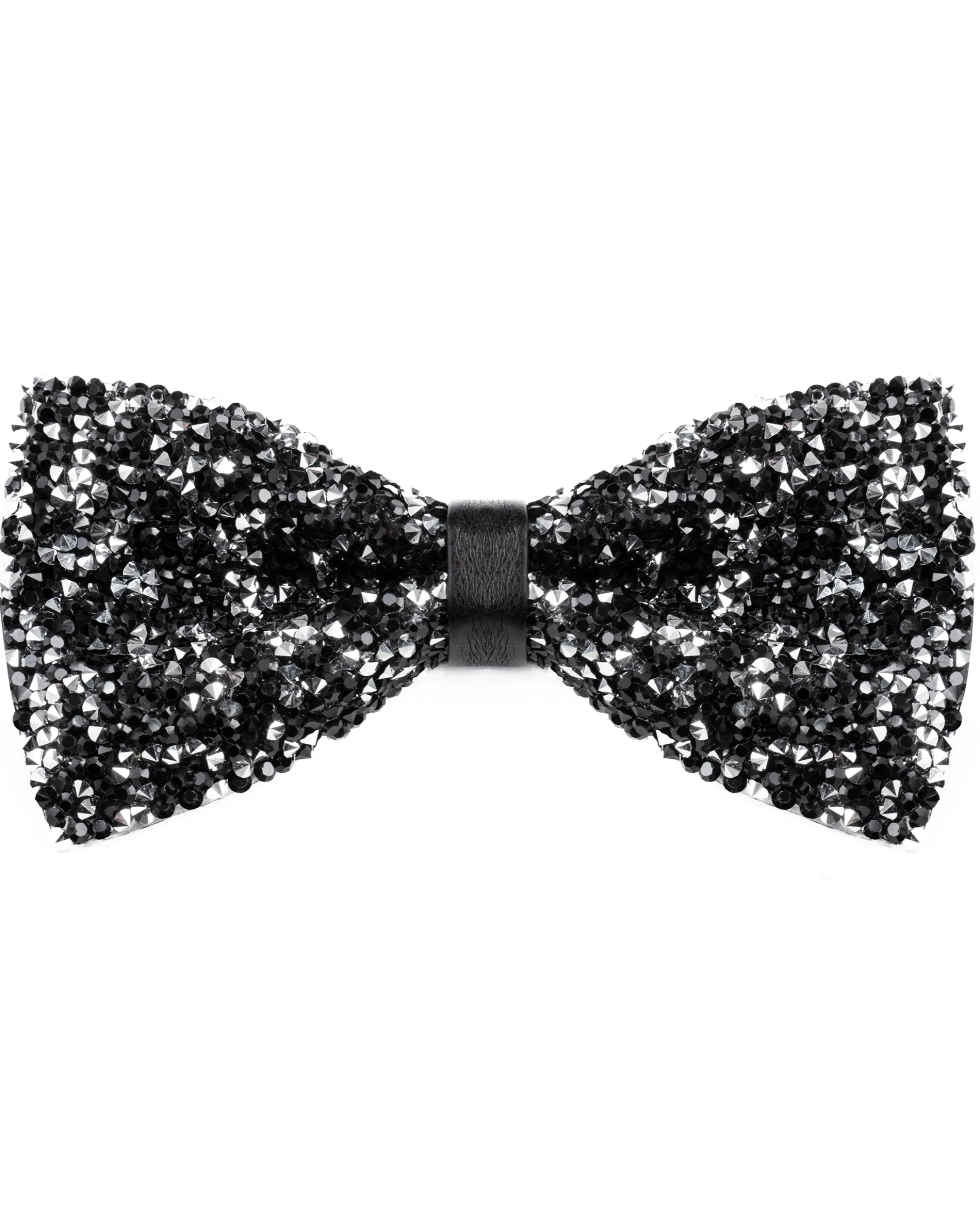 Papillon uomo unisex brillantinato cravattino elegante cerimonia nero argento GIOSAL-CP1169A