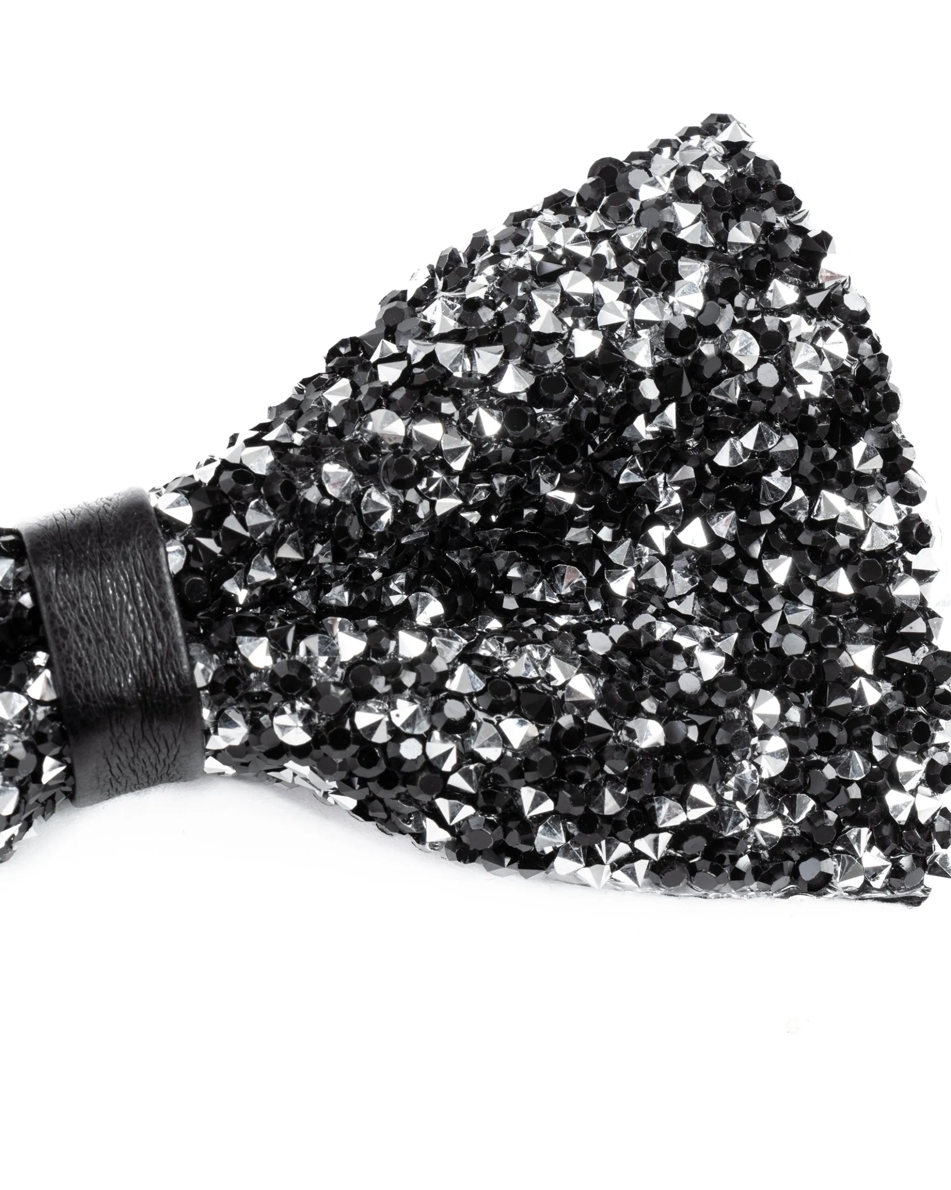 Papillon uomo unisex brillantinato cravattino elegante cerimonia nero argento GIOSAL-CP1169A