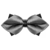 Papillon Uomo Unisex Con Punte Elegante Cerimonia Bicolore Tinta Unita Grigio Chiaro GIOSAL-CP1134A