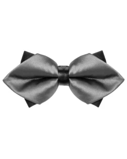 Papillon Uomo Unisex Con Punte Elegante Cerimonia Bicolore Tinta Unita Grigio Chiaro GIOSAL-CP1134A