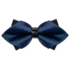 Papillon Uomo Unisex Con Punte Elegante Cerimonia Bicolore Tinta Unita Blu Scuro GIOSAL-CP1132A
