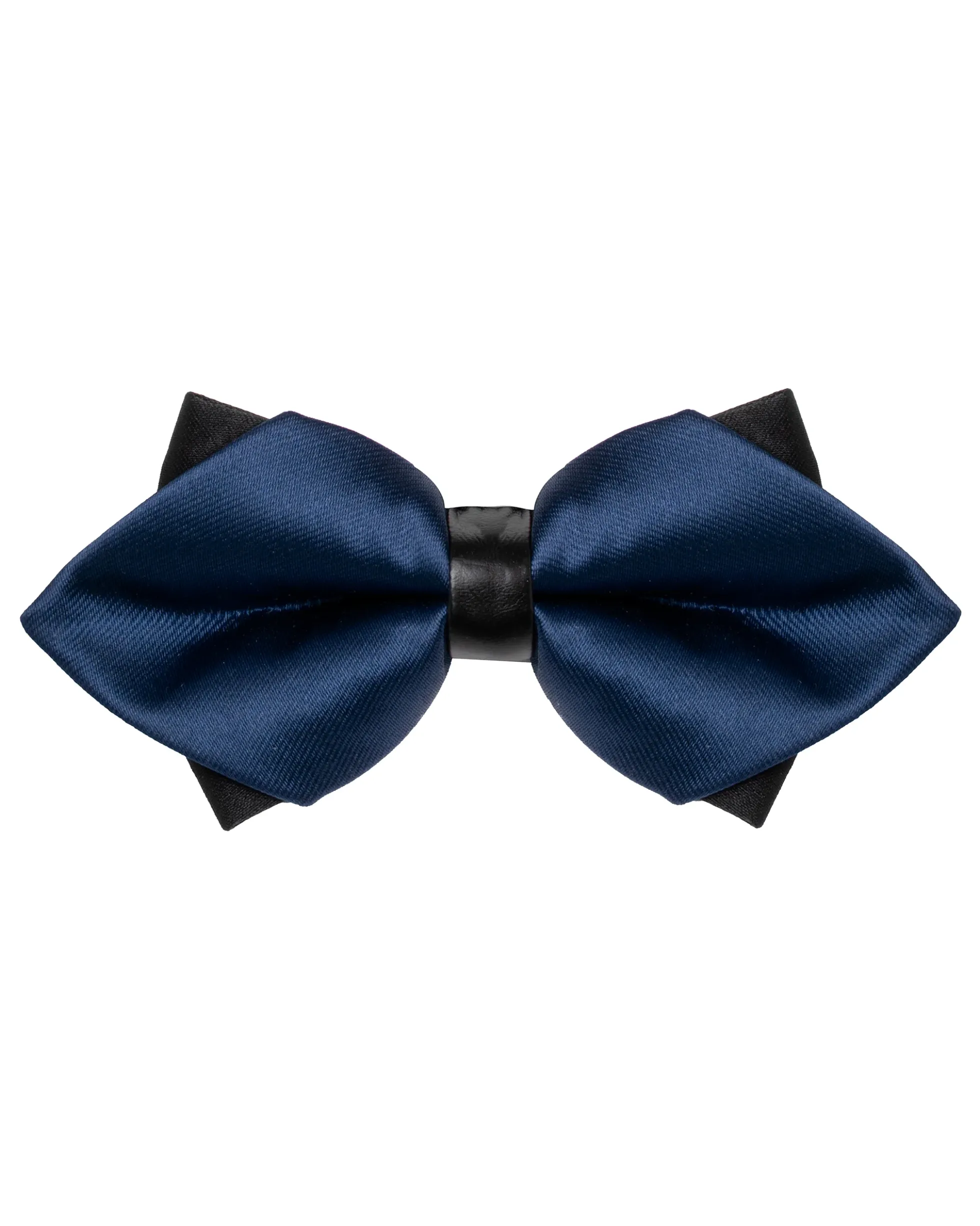 Papillon Uomo Unisex Con Punte Elegante Cerimonia Bicolore Tinta Unita Blu Scuro GIOSAL-CP1132A