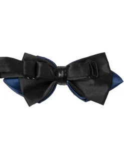 Papillon Uomo Unisex Con Punte Elegante Cerimonia Bicolore Tinta Unita Blu Scuro GIOSAL-CP1132A