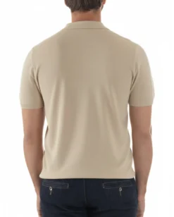 Polo uomo filo maglia colletto con zip t-shirt sottogiacca leggera beige GIOSAL-TS3208A