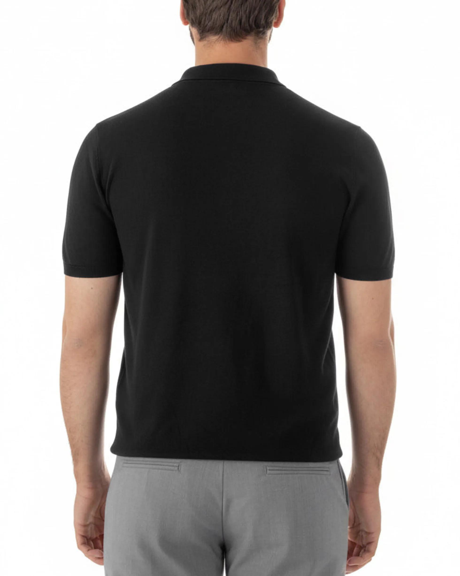 Polo uomo filo maglia colletto con zip t-shirt sottogiacca leggera nero GIOSAL-TS3211A