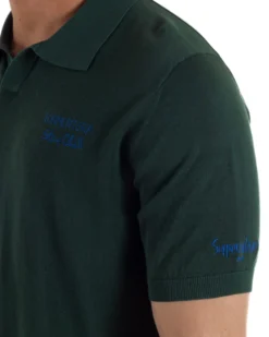 Polo uomo maglia filo leggera con ricami e colletto aperto verde SUPERCULTURE-AK6013