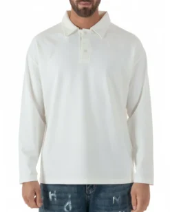 Polo uomo maglia oversize colletto spalle scese bianco GIOSAL-M3096A