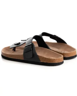 Sandalo Aperto Scarpe Ecopelle Ciabatta Uomo Unisex Sandali Infradito Fibbia Nero GIOSAL-S1211A