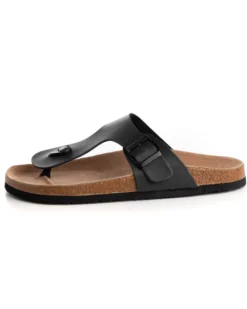 Sandalo Aperto Scarpe Ecopelle Ciabatta Uomo Unisex Sandali Infradito Fibbia Nero GIOSAL-S1211A