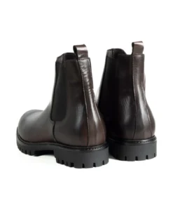 Scarpe Uomo Beatles Stivaletto Chelsea Pelle Fondo Gomma Roccia Marrone GIOSAL-S1294A