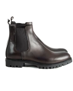 Scarpe Uomo Beatles Stivaletto Chelsea Pelle Fondo Gomma Roccia Marrone GIOSAL-S1294A