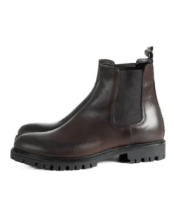 Scarpe Uomo Beatles Stivaletto Chelsea Pelle Fondo Gomma Roccia Marrone GIOSAL-S1294A