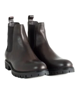 Scarpe Uomo Beatles Stivaletto Chelsea Pelle Fondo Gomma Roccia Marrone GIOSAL-S1294A