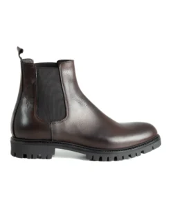 Scarpe Uomo Beatles Stivaletto Chelsea Pelle Fondo Gomma Roccia Marrone GIOSAL-S1294A