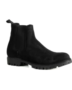 Scarpe Uomo Beatles Stivaletto Chelsea Camoscio Fondo Gomma Roccia Nero GIOSAL-S1300A