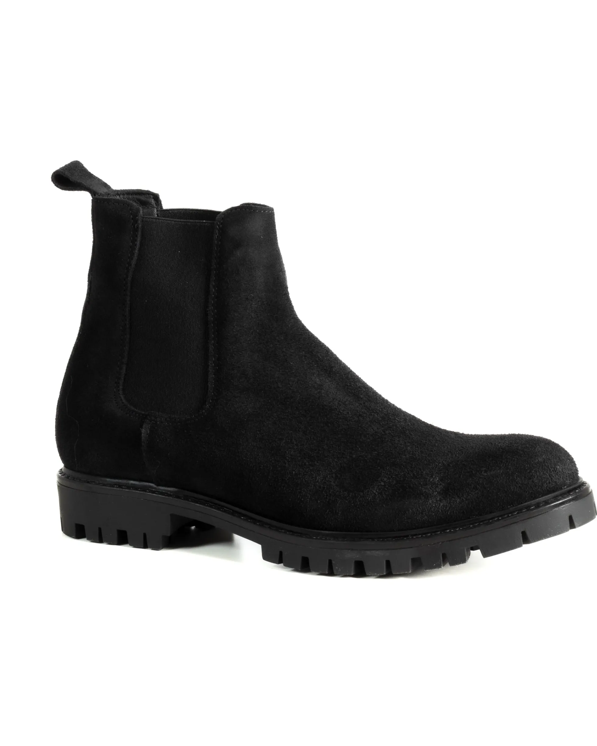 Scarpe Uomo Beatles Stivaletto Chelsea Camoscio Fondo Gomma Roccia Nero GIOSAL-S1300A