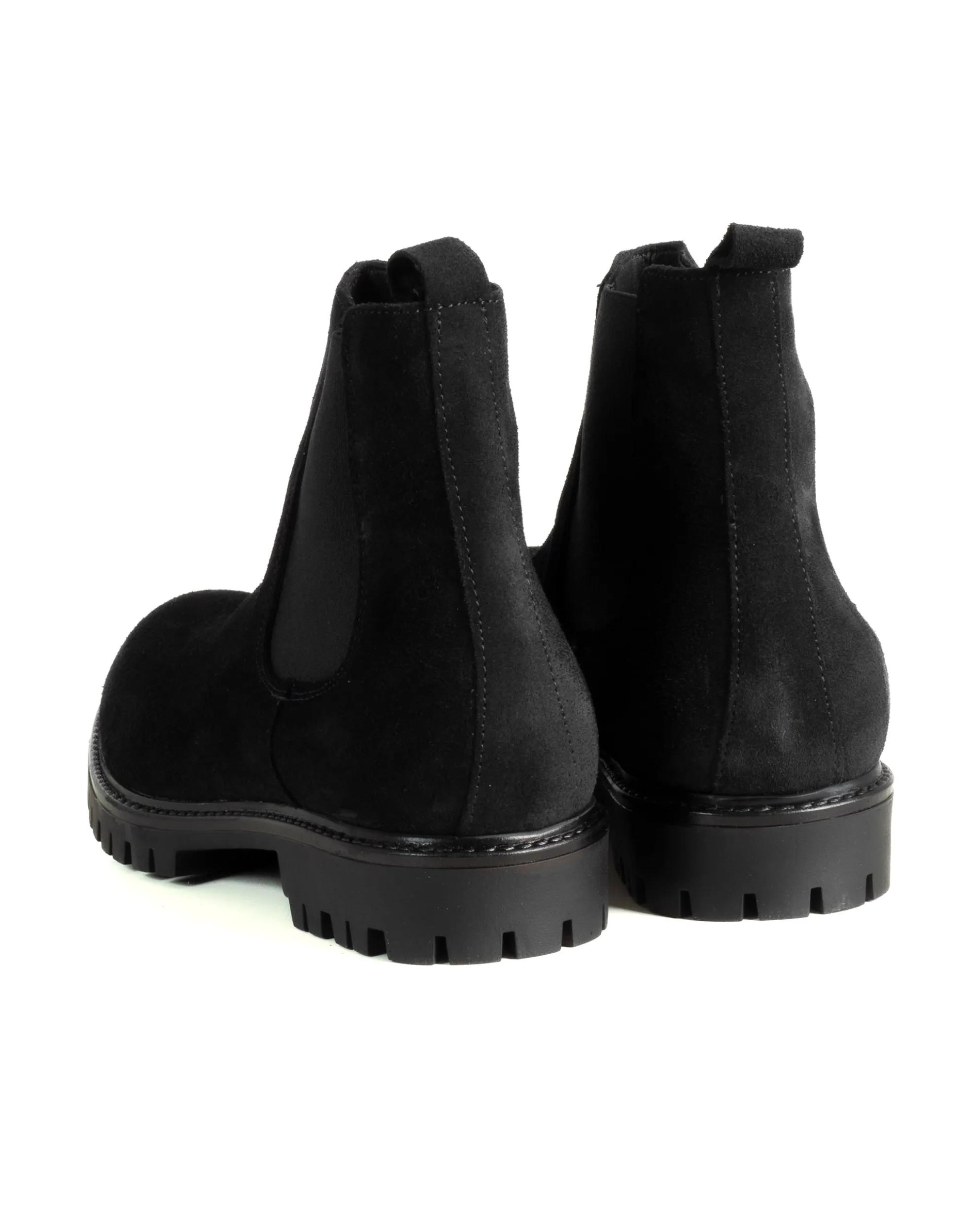 Scarpe Uomo Beatles Stivaletto Chelsea Camoscio Fondo Gomma Roccia Nero GIOSAL-S1300A