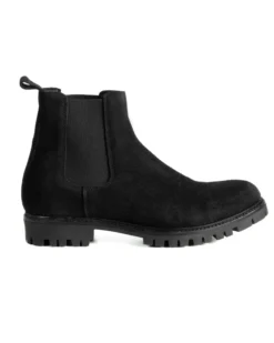Scarpe Uomo Beatles Stivaletto Chelsea Camoscio Fondo Gomma Roccia Nero GIOSAL-S1300A