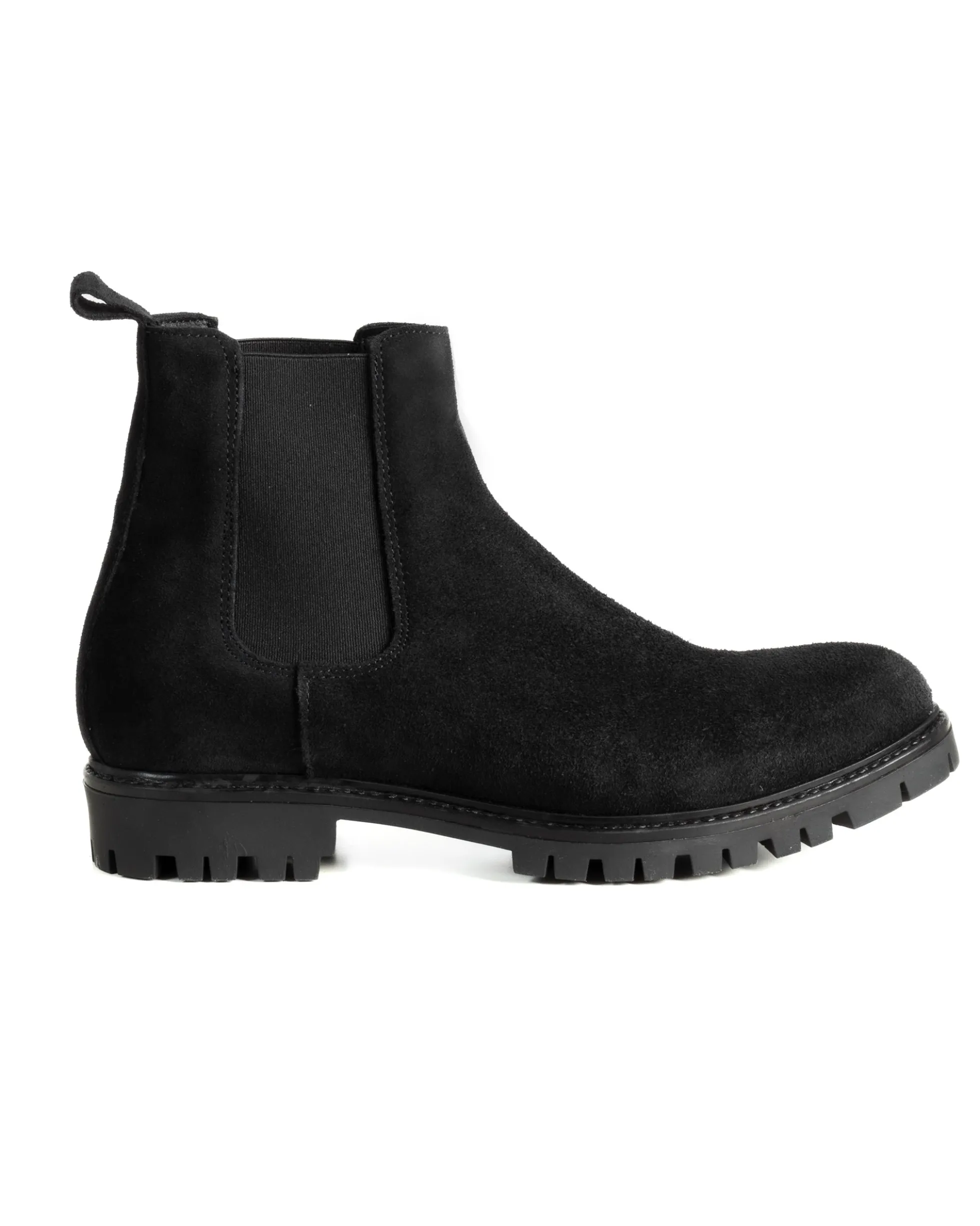 Scarpe Uomo Beatles Stivaletto Chelsea Camoscio Fondo Gomma Roccia Nero GIOSAL-S1300A