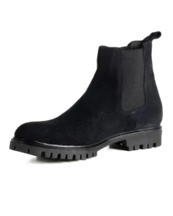 Scarpe Uomo Beatles Stivaletto Chelsea Camoscio Fondo Gomma Roccia Blu GIOSAL-S1298A