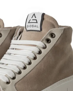 Scarpe Uomo Sneakers Alte Casual Sportive Ecopelle Camoscio Beige GIOSAL-S1242A