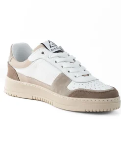 Scarpe Uomo Sneakers Bianche Ecopelle Martellata Casual Sportive Pelle Bottolato Camoscio Beige GIOSAL-S1257A