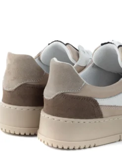 Scarpe Uomo Sneakers Bianche Ecopelle Martellata Casual Sportive Pelle Bottolato Camoscio Beige GIOSAL-S1257A
