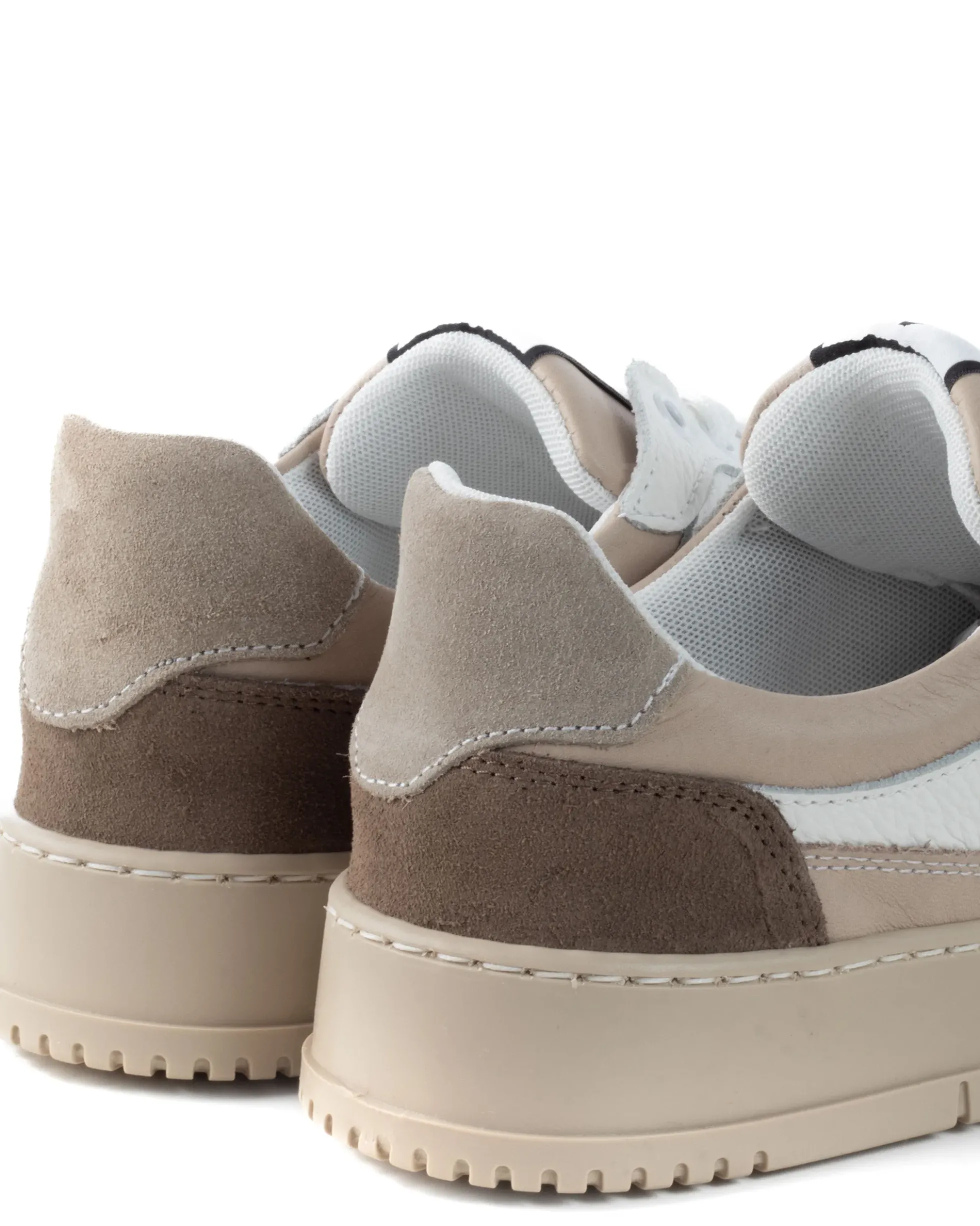 Scarpe Uomo Sneakers Bianche Ecopelle Martellata Casual Sportive Pelle Bottolato Camoscio Beige GIOSAL-S1257A